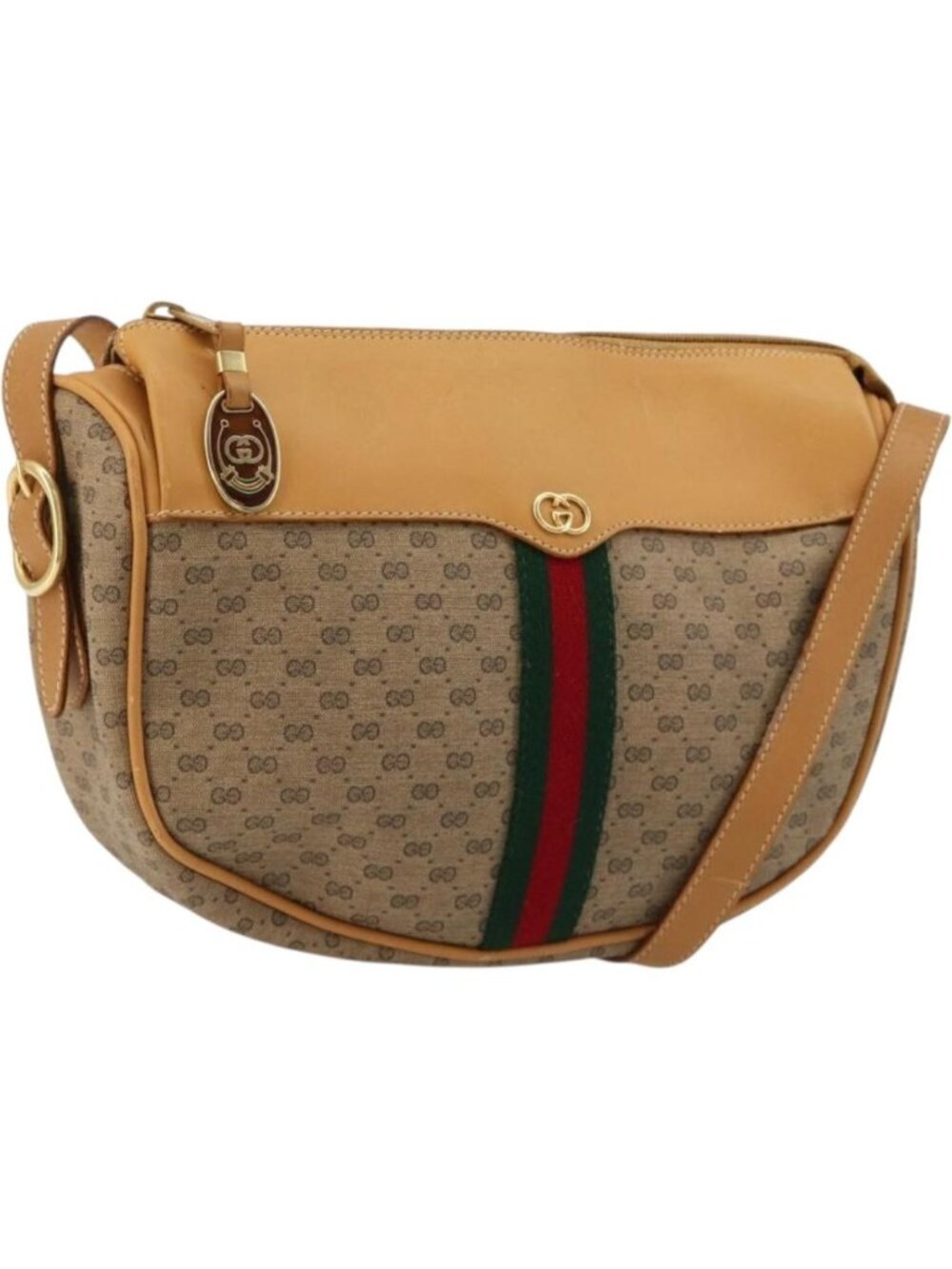 GUCCI Micro GG Supreme Web Sherry Line Shoulder Bag PVC Beige Gold